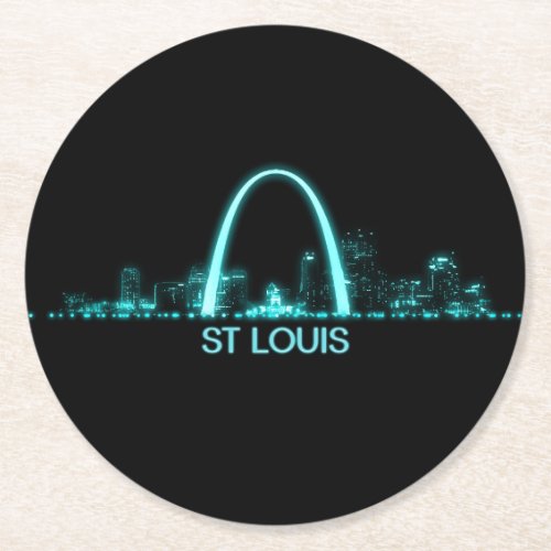 St Louis Skyline Round Paper Coaster