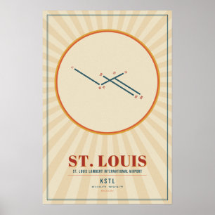 St. Louis STL Airport Runway Map Poster Retro
