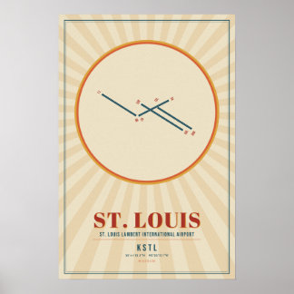 St. Louis STL Airport Runway Map Poster | Retro