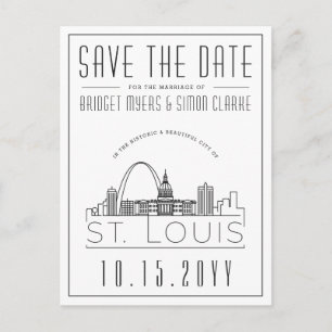 St. Louis   Stylized Skyline Save the Date Postcard