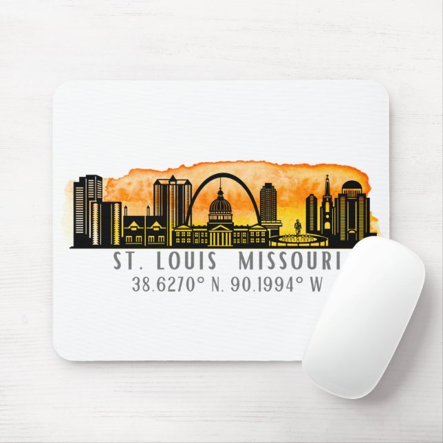 St. Louis Sunset Skyline Map Coordinates  Mouse Pad (With Mouse)