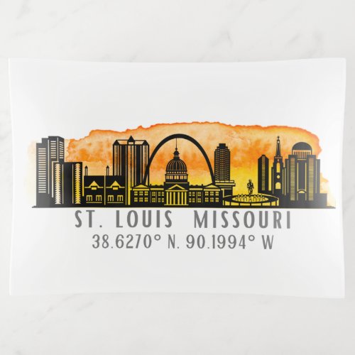 St Louis Sunset Skyline Map Coordinates  Trinket Tray