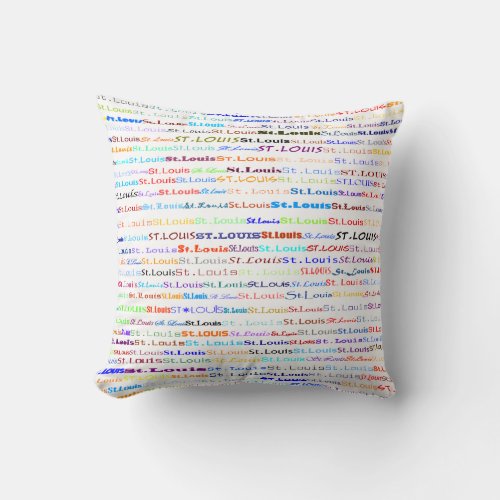 St Louis Text Design II Throw Pillow