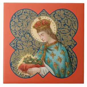 St. Louis the King in a Barbed Quatrefoil (BK 066) Ceramic Tile
