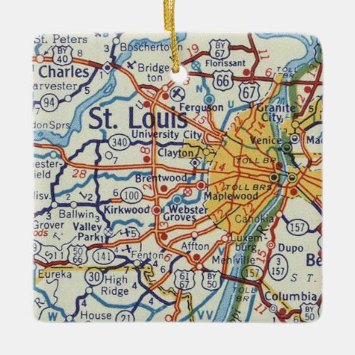 St Louis Vintage Map Ceramic Ornament