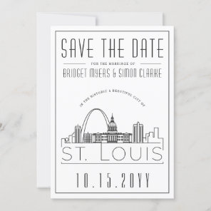 St. Louis Wedding Stylized Skyline Save the Date Invitation