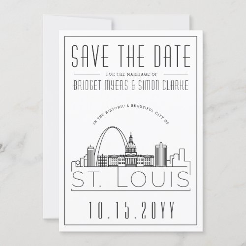 St Louis Wedding Stylized Skyline Save the Date Invitation