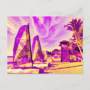 St Lucia Beach Pop Art Postcard
