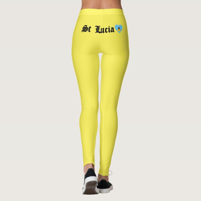 St Lucia Blackletter Saint Lucian Flag Carnival Leggings (Back)