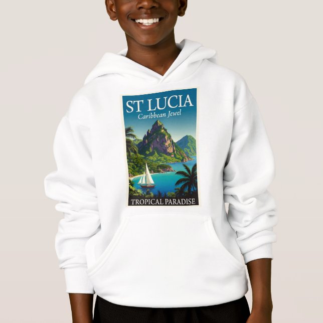 St Lucia Caribbean Jewel  T-Shirt Hoodie (Front)