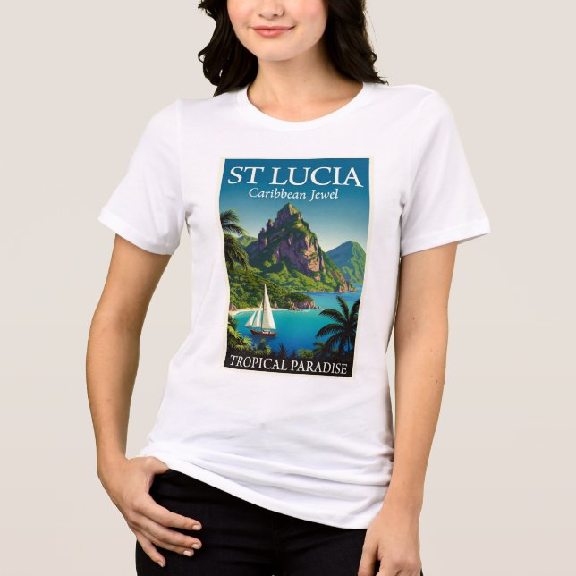 St Lucia Caribbean Jewel  T-Shirt Tri-Blend Shirt (Front)