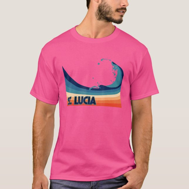 St Lucia Caribbean Retro Surf Sailing & Fishing Va T-Shirt (Front)