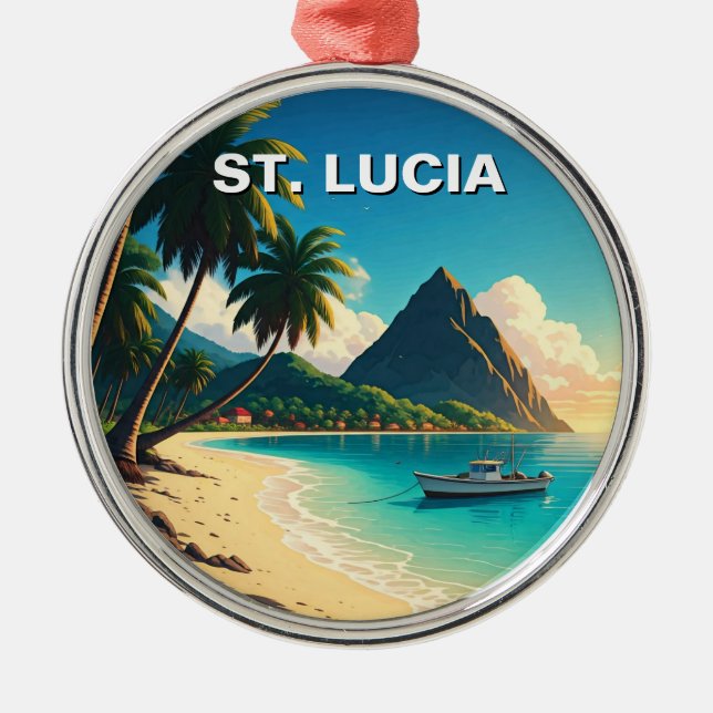 St. Lucia Caribbean travel Metal Ornament (Front)