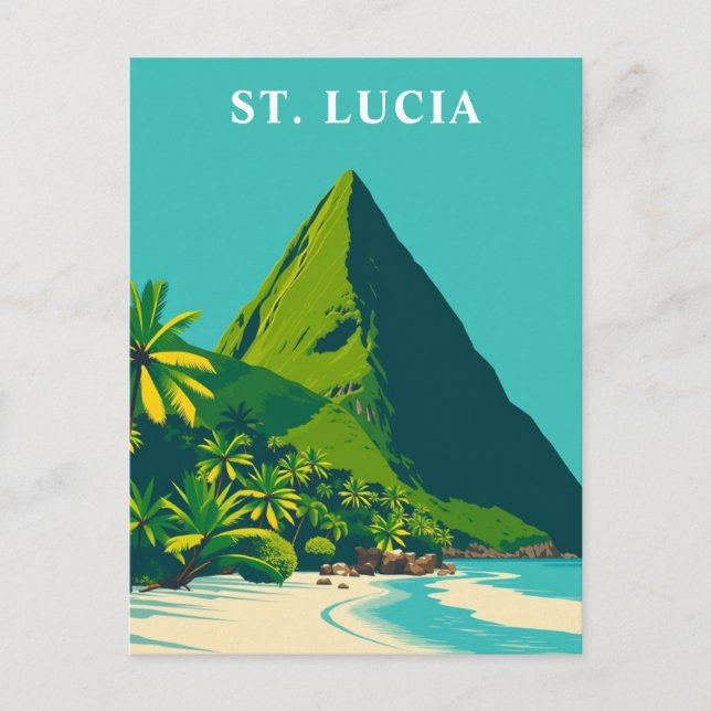 St. Lucia Caribbean Vintage Travel Art Postcard (Front)