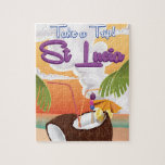 St Lucia Cartoon Travel Poster. Jigsaw Puzzle at Zazzle