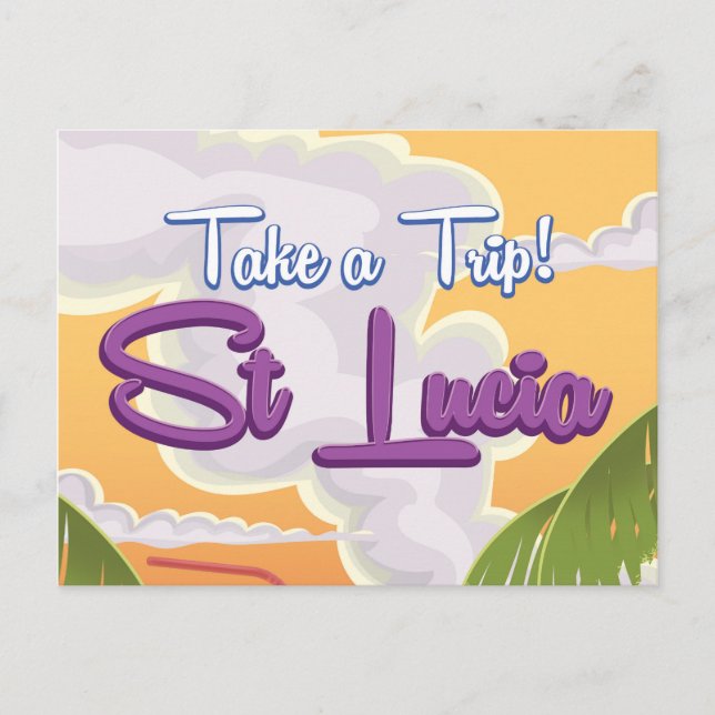 St Lucia Cartoon travel poster. Postcard (Front)