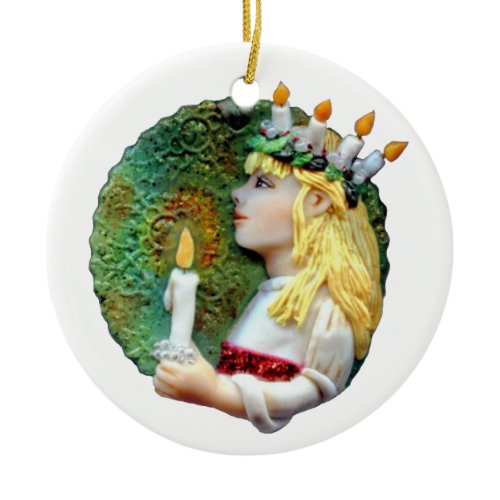 St. Lucia Day Round 2013 Ceramic Ornament JL Biel
