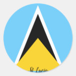 St Lucia Flag  Classic Round Sticker