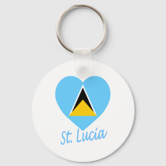 St Lucia Flag Heart Keychain