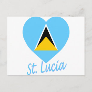 St Lucia Flag Heart Postcard