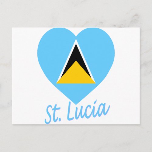 St Lucia Flag Heart Postcard