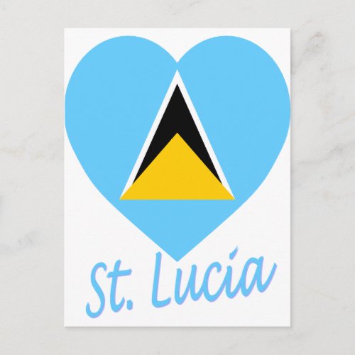 St Lucia Flag Heart Postcard