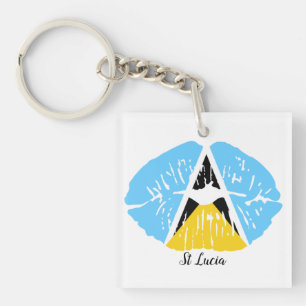 St Lucia Flag Keychain