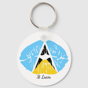 St Lucia Flag Keychain