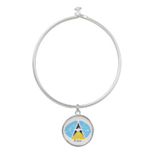 St Lucia  Flag  lip   Bangle Bracelet