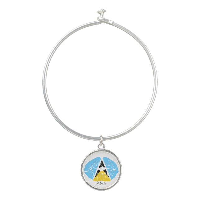 St Lucia  Flag  lip   Bangle Bracelet (Front)