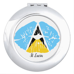 St Lucia Flag lip Compact Mirror
