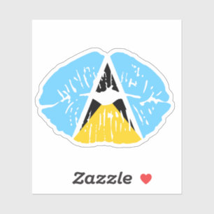 St Lucia Flag lip Sticker