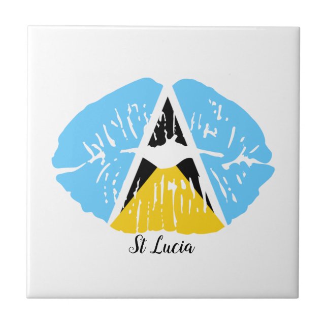 St Lucia  Flag  lips  Ceramic Tile (Front)