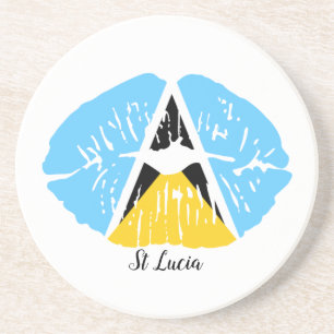St Lucia  Flag  lips   Coaster