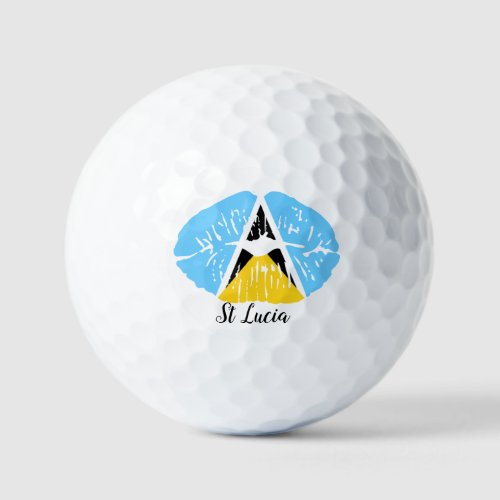 St Lucia  Flag  lips  Golf Balls