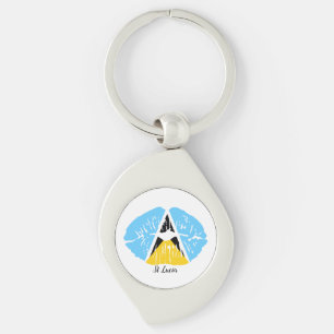 St Lucia Flag lips Keychain