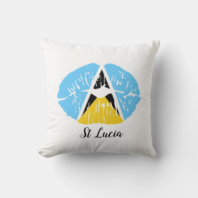 St Lucia  Flag lips   Throw Pillow (Front)