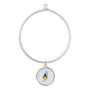 St Lucia Flag Map Bangle Bracelet