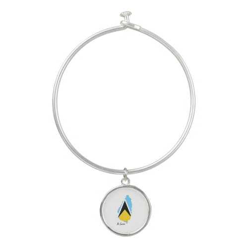 St Lucia  Flag Map  Bangle Bracelet