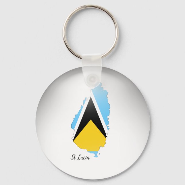 St Lucia  Flag Map   Keychain (Front)