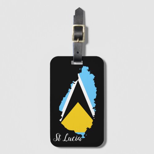 St Lucia  Flag Map   Luggage Tag