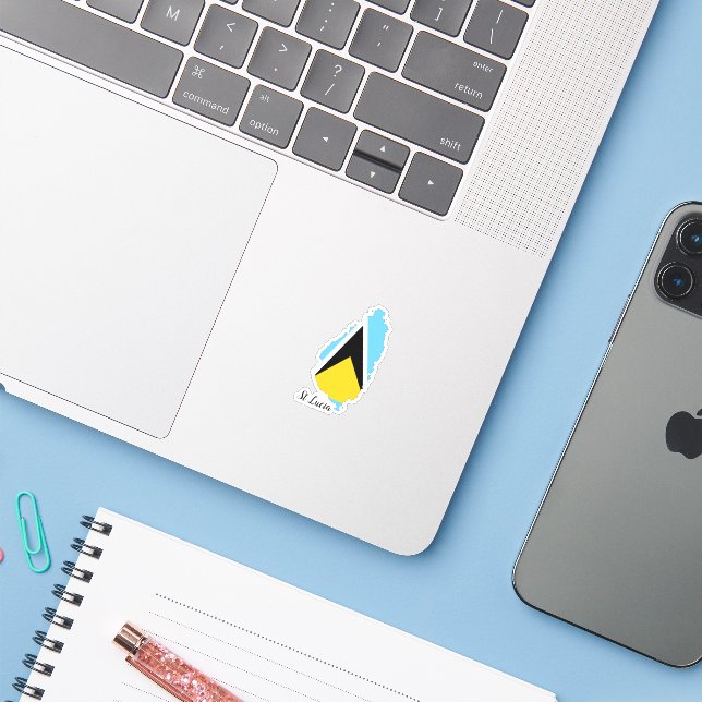 St Lucia  Flag Map Sticker (Laptop w/ iPhone)