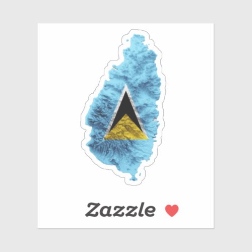 St Lucia Flag Map Sticker