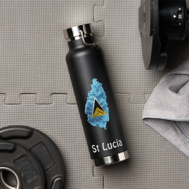 St Lucia Flag Map Water Bottle (Gym)