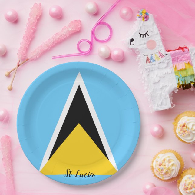 St Lucia Flag  Paper Plates (Party)