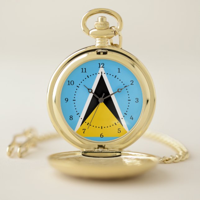 St Lucia Flag  Pocket Watch (Inside)