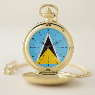 St Lucia Flag  Pocket Watch