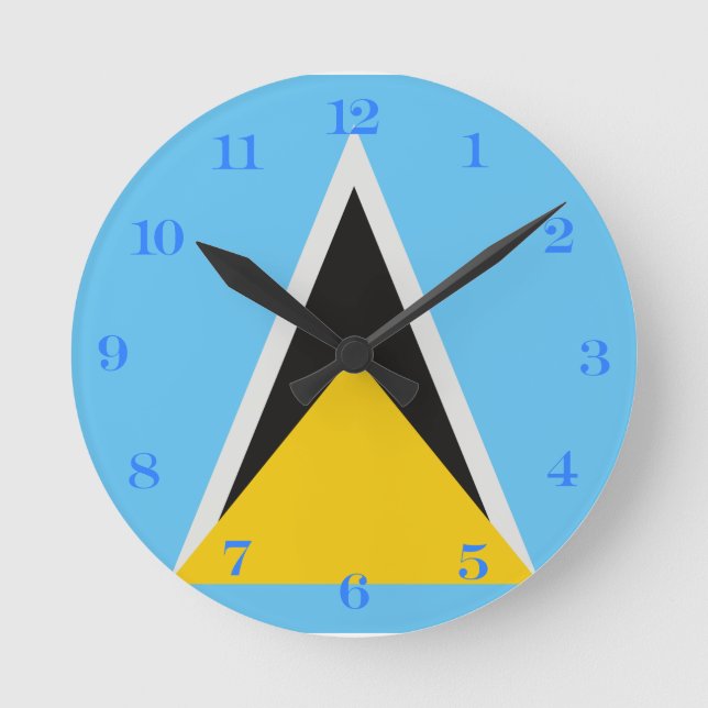 St Lucia Flag  Round Clock (Front)