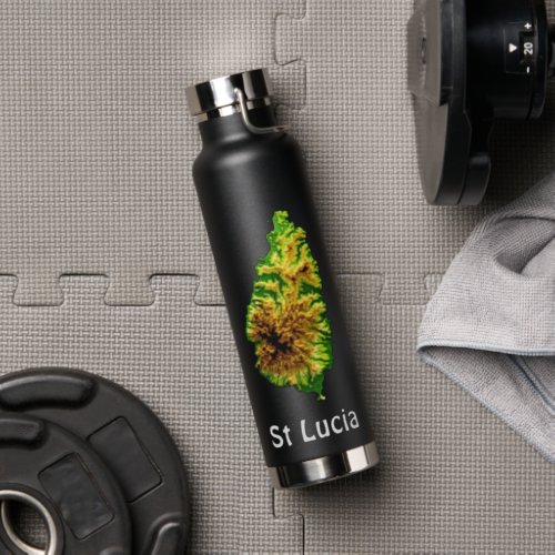 St Lucia Green Map Water Bottle