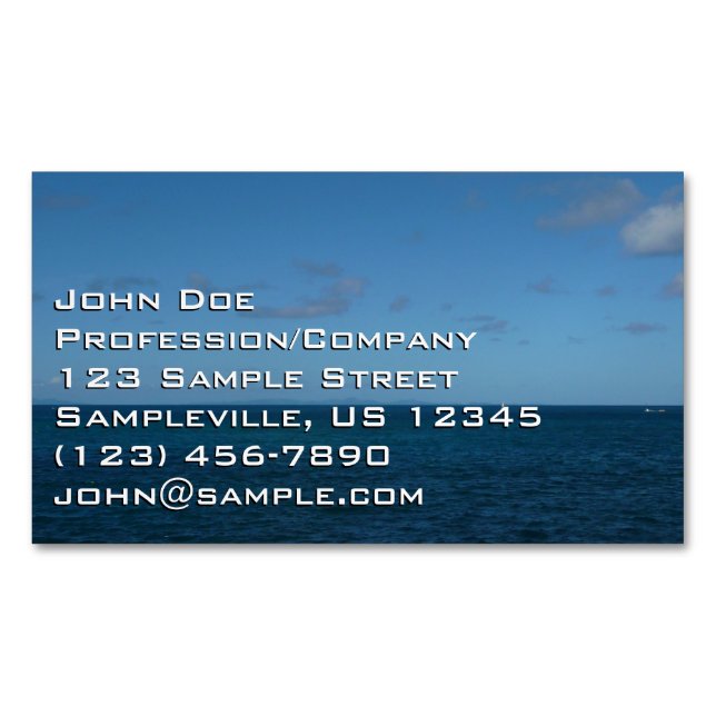 St. Lucia Horizon Blue Ocean Business Card Magnet (Front)